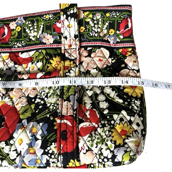 Vera Bradley Quilted Shoulder Bag Purse Poppy Fields Red Yellow Floral Zip Top - Picture 6 of 16